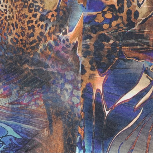 ELANA KATTAN Mixed Print Ruched Mesh Blouse [D5] - Picture 3 of 6